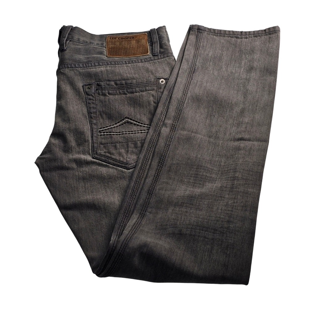 Lee‎ Cooper Jeans Mens 34x32 Gray Straight Leg Button Fly Faded Denim Pants